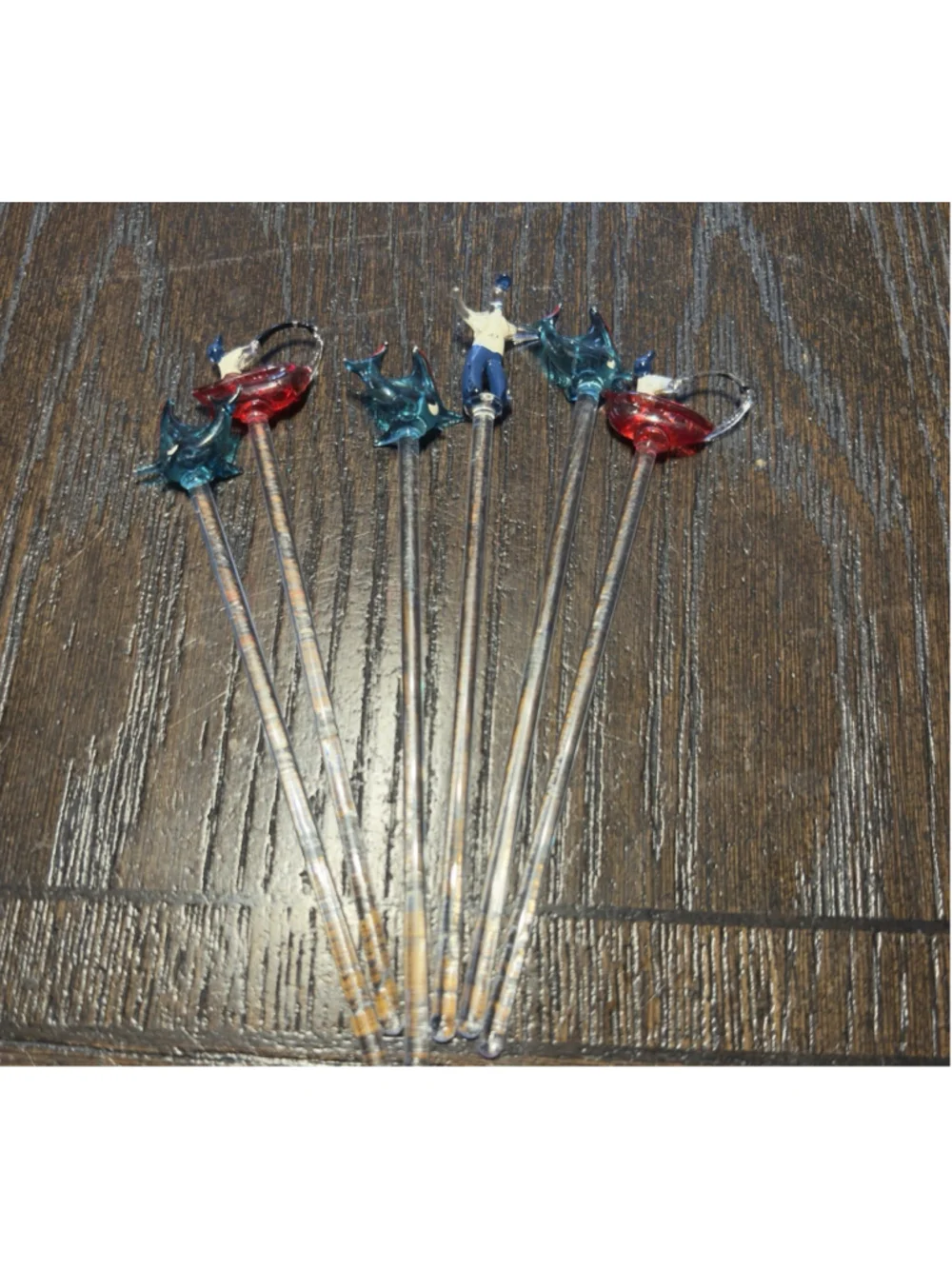 Vintage Swizzle Sticks Cocktail Drink Stirrers Set Of (6)